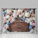 Lofaris Bloom Colorful Floral Brown Retro Headboard Backdrop